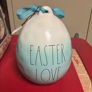 Rae Dunn Easter Love Ceramic with Blue Ribbon
